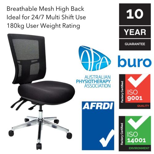 Buro Metro II 24/7 MB - Mesh Back - Silver Base